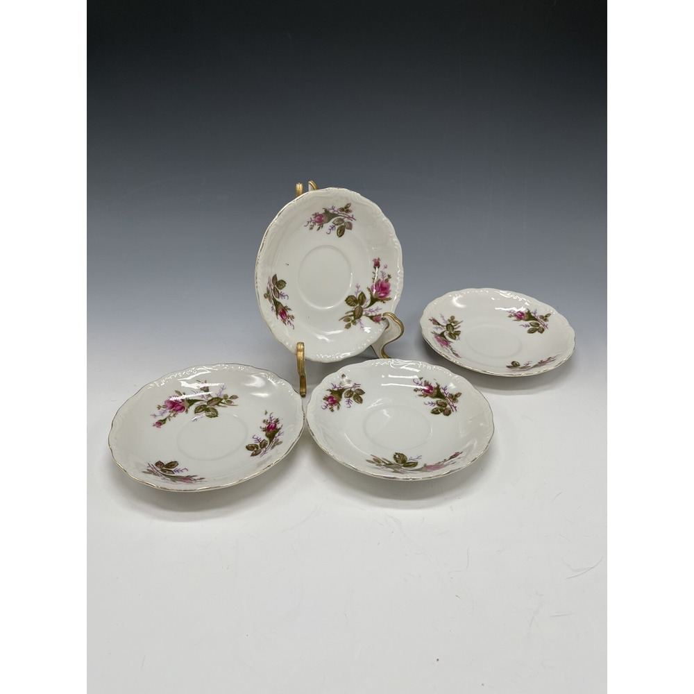 4 Vintage Demitasse Saucer Plates Floral Childs Playset Doll‎ 4.5" Porcelain S2